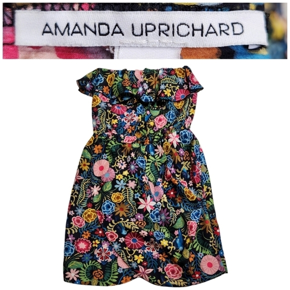 Amanda Uprichard Strapless 100% Silk Dark Floral Mini Dress Sz P XS Made in USA - Picture 1 of 10